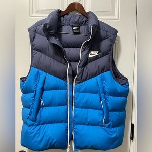 Nike Two Tone Blue Duck Down Filled Puffer Vest Mens XXL Jacket